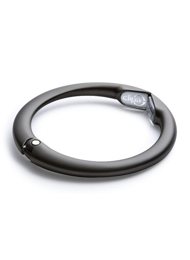 Clipa Bag Hanger - Matte Black PVD - The Ring That Opens Into a Hook and Hangs in Just 1/2" of Space, Holds 33 lbs., 3 yr. Warranty - Image 2